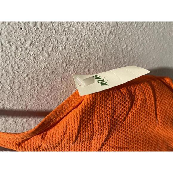 NEW Aerie Orange Textured Longline Scoop Ruffle Swimsuit Bikini Top - M - Picture 3 of 4